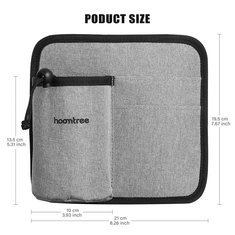 2 Pcs Grey Hands-Free Luggage Handle Travel Cup Holder &amp; Organizer Pouch