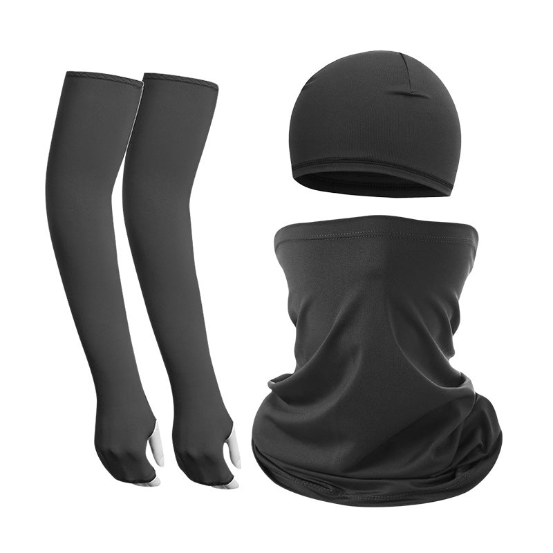 2 Sets Dark Grey Cooling UV Protection Set - 2 Skull Cap, 2 Neck Gaiter & 4 Arm Sleeves for Outdoor Sports