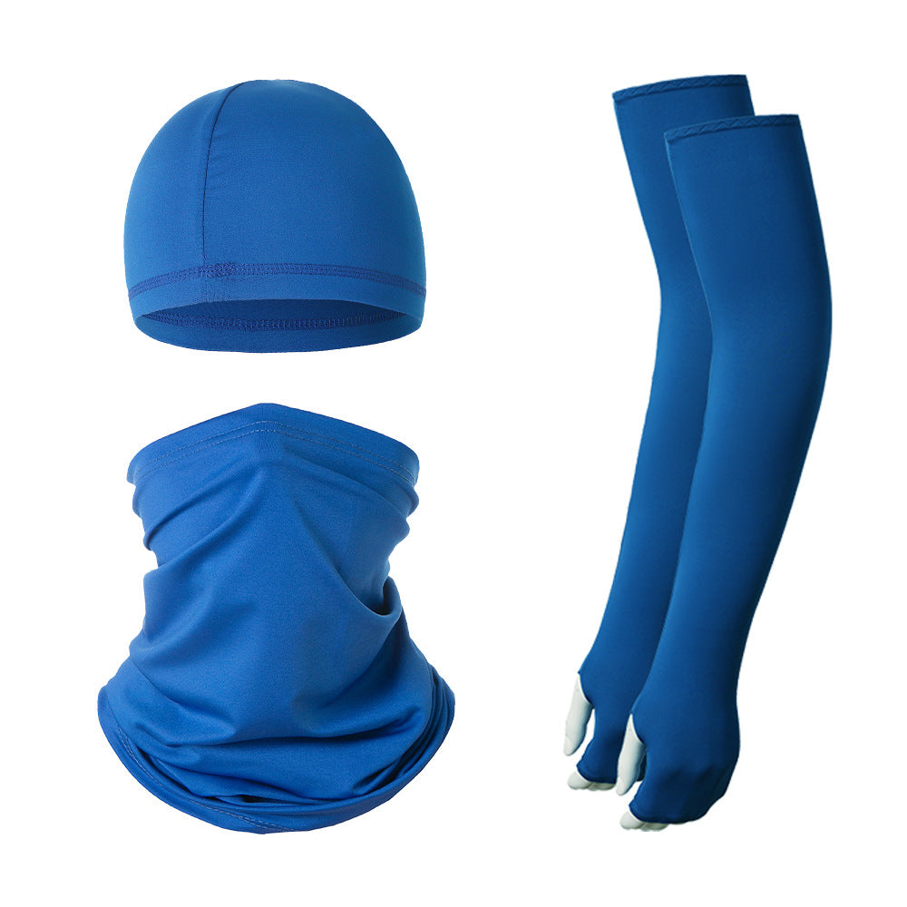 2 Sets Blue Cooling UV Protection Set - 2 Skull Cap, 2 Neck Gaiter &amp; 4 Arm Sleeves for Outdoor Sports