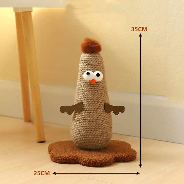 Beige Adorable Chick Cat Scratching Post - Durable Sisal Rope Scratcher Toy for Cats & Kittens