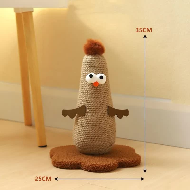 Coffee Adorable Chick Cat Scratching Post - Durable Sisal Rope Scratcher Toy for Cats &amp; Kittens