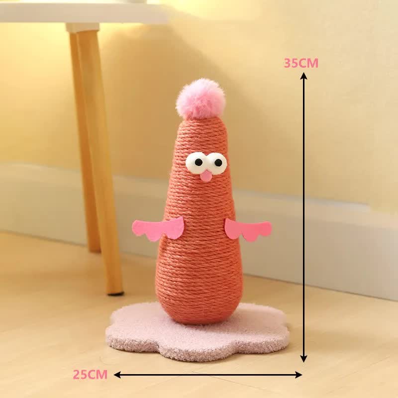 Pink Adorable Chick Cat Scratching Post - Durable Sisal Rope Scratcher Toy for Cats &amp; Kittens