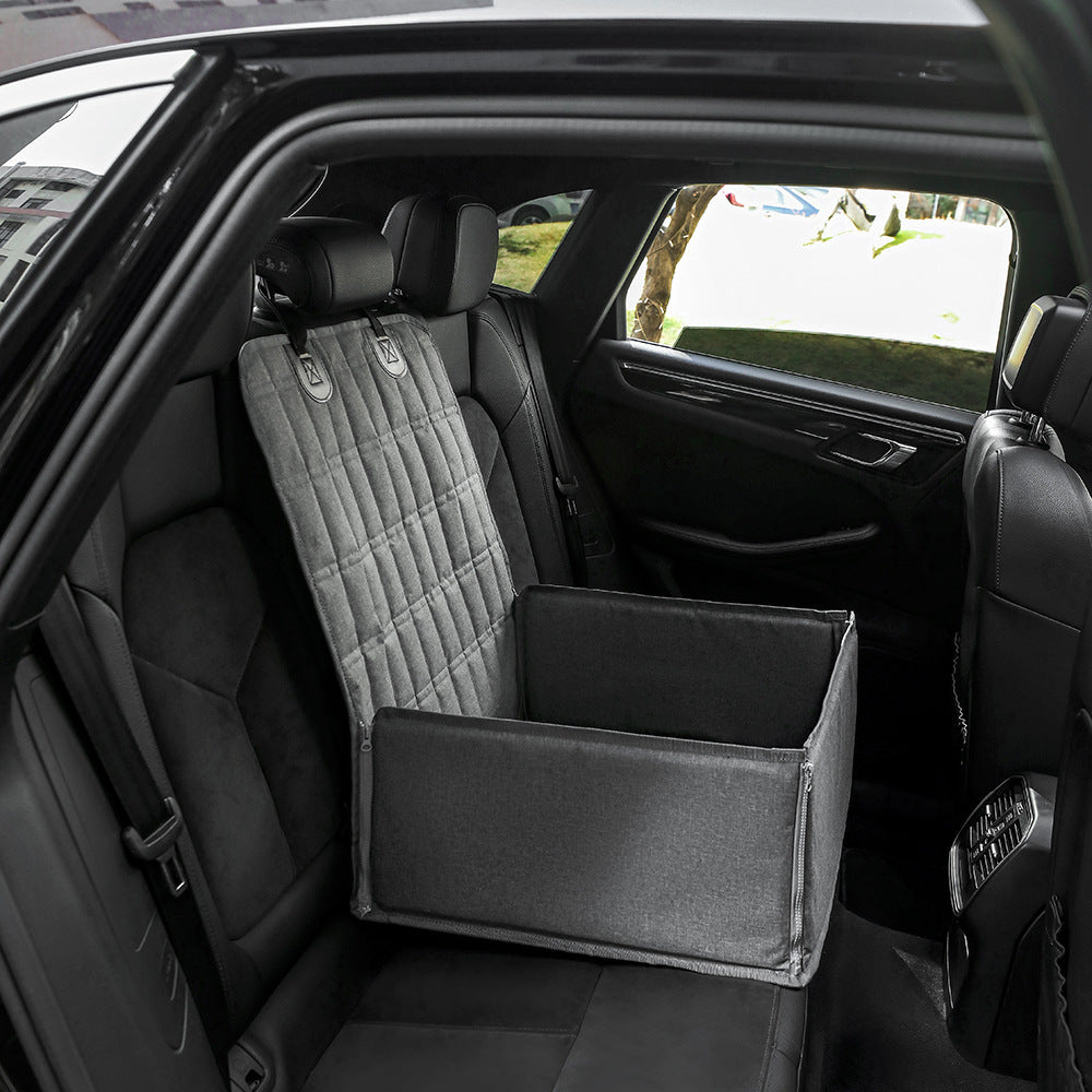 Grey Waterproof Front Pet Car Seat Cover - Non-Slip Dog Booster Seat Protector Mat