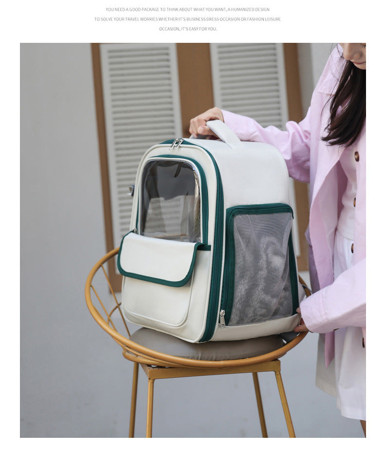 Grey Spacious Pet Carrier Backpack with Clear Window - Comfortable Travel Bag for Cats & Small Dogs
