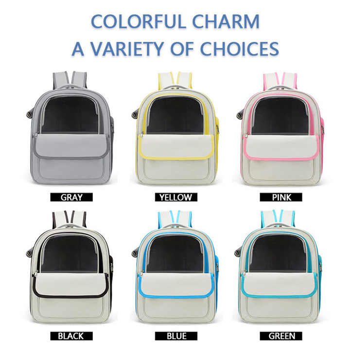 Beige And Pink Spacious Pet Carrier Backpack with Clear Window - Comfortable Travel Bag for Cats & Small Dogs