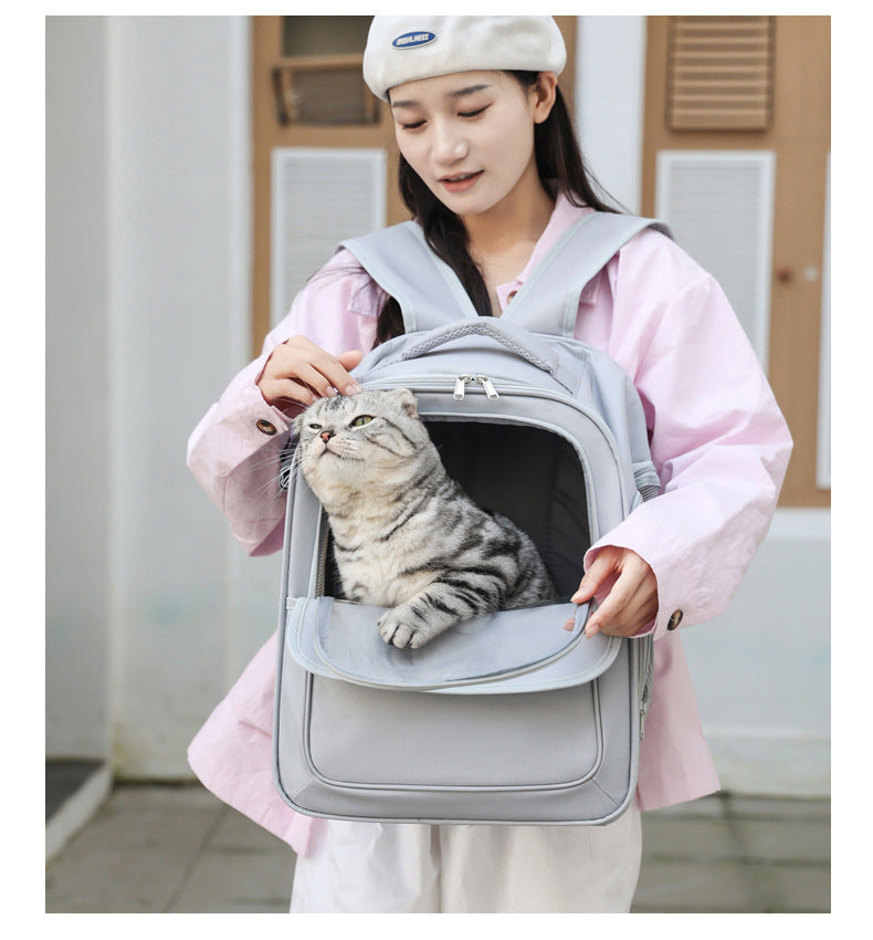 Beige And Yellow Spacious Pet Carrier Backpack with Clear Window - Comfortable Travel Bag for Cats & Small Dogs