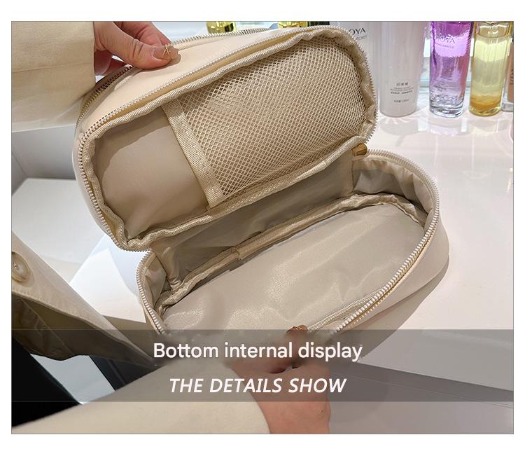 Black Large Capacity Double Layer PU Leather Makeup Bag - Portable Travel Cosmetic Organizer Case