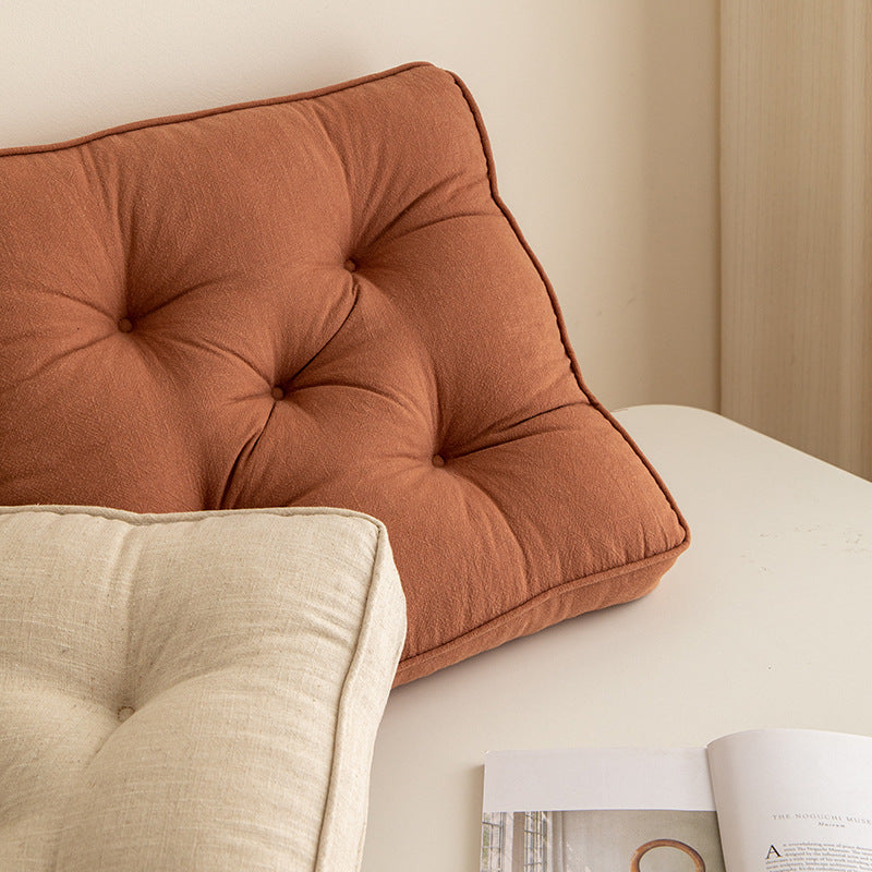 Orange Soft And Thick Seat Cushion - Cotton Linen Blend Chair Pad with Ties - 43x43cm