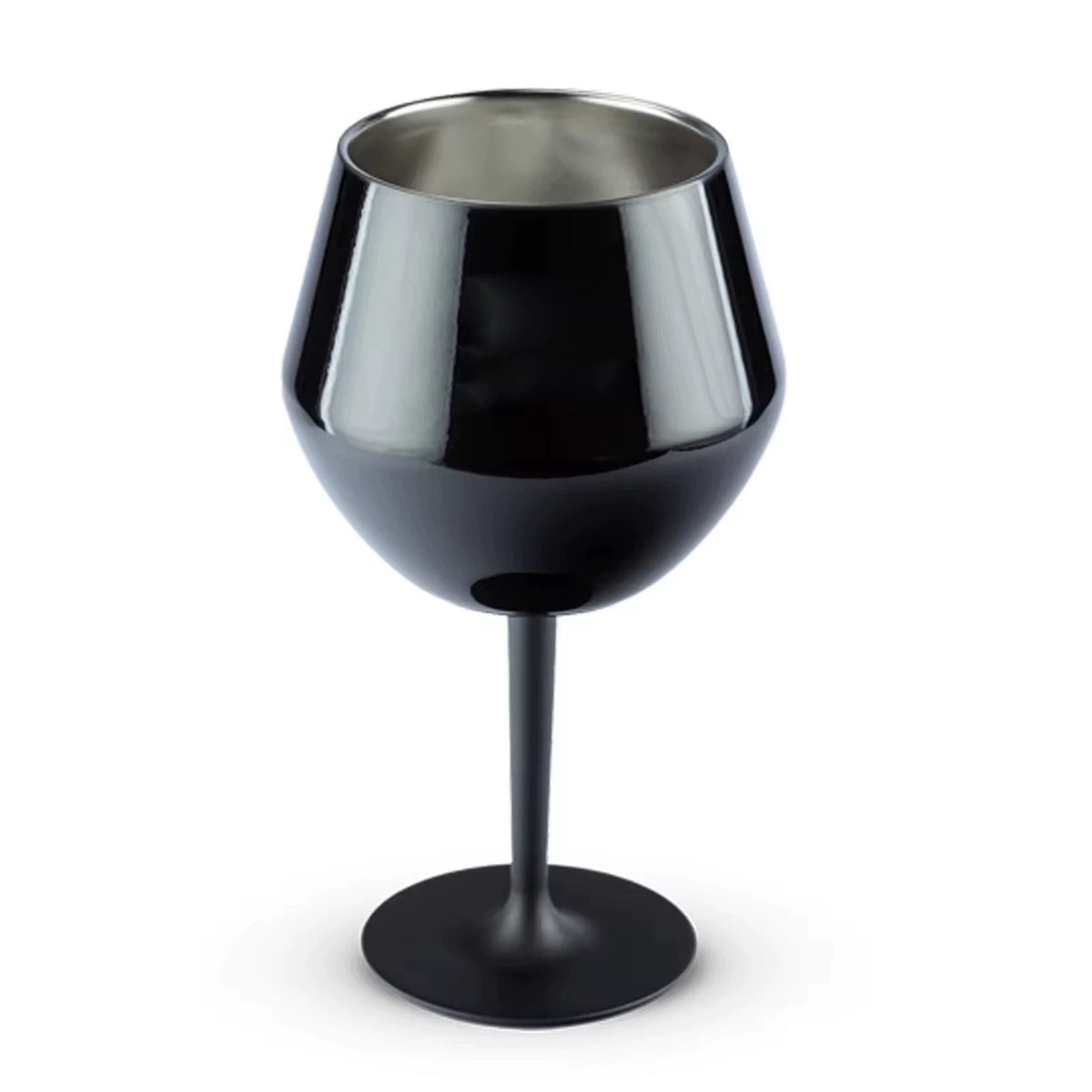 2 Pcs Black Detachable Stainless Steel Wine Glass - 14oz (420ml) Portable Stemmed Goblet for Outdoors &amp; Travel