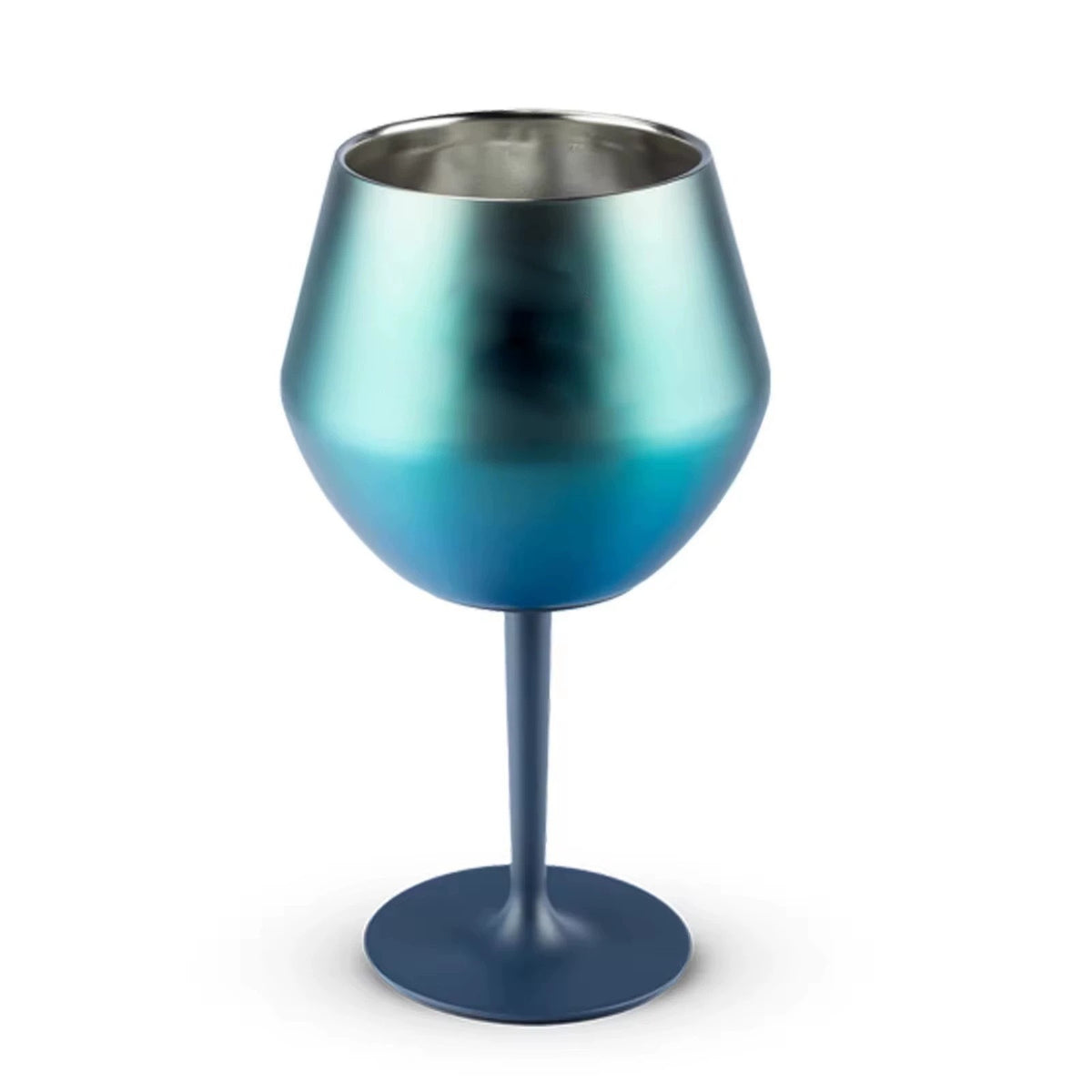 2 Pcs Blue Detachable Stainless Steel Wine Glass - 14oz (420ml) Portable Stemmed Goblet for Outdoors &amp; Travel