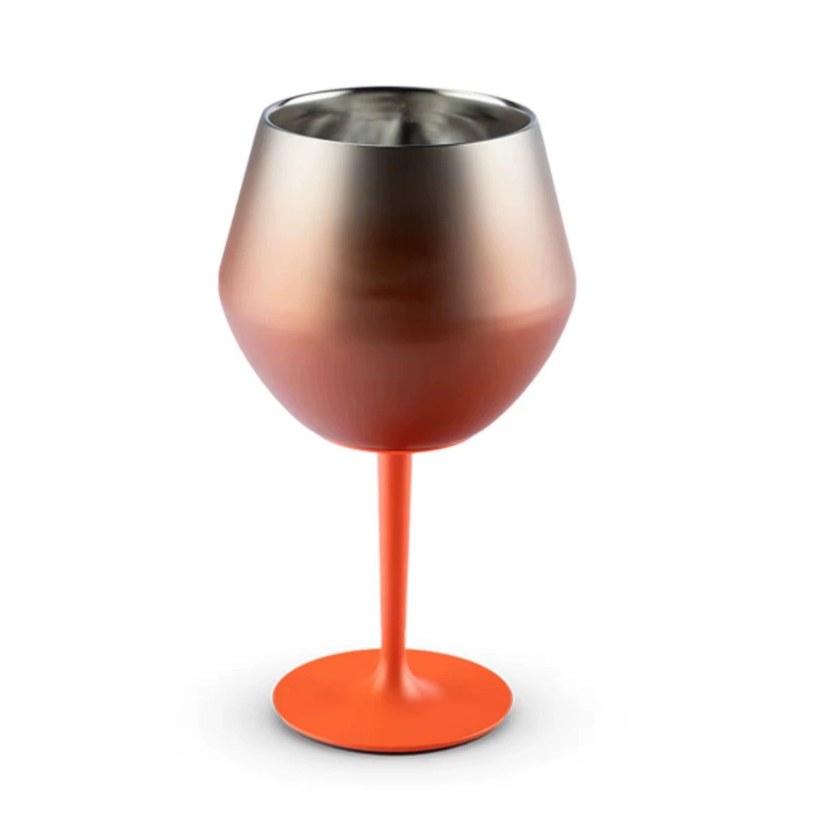 2 Pcs Orange Detachable Stainless Steel Wine Glass - 14oz (420ml) Portable Stemmed Goblet for Outdoors &amp; Travel
