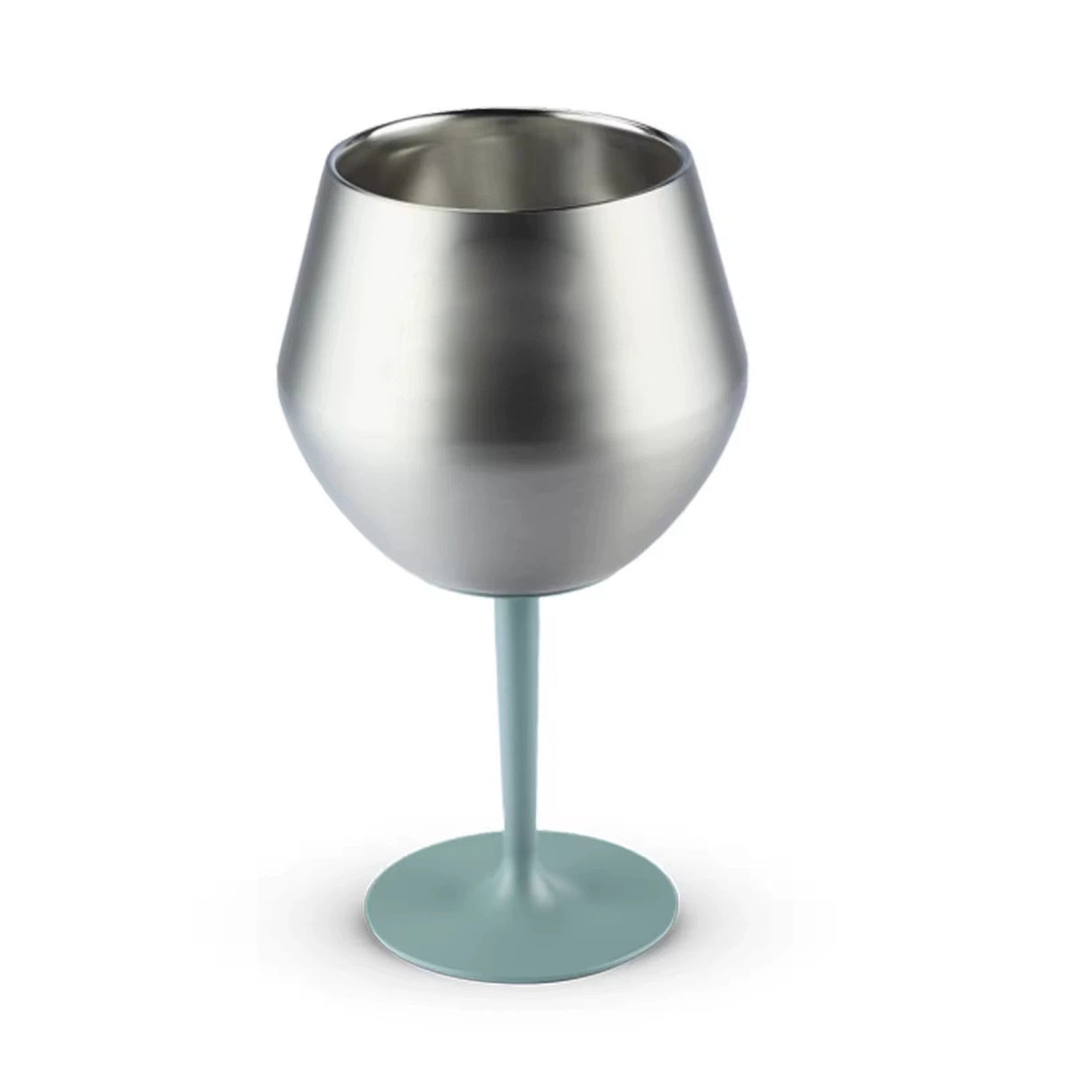 2 Pcs Green and Silver Detachable Stainless Steel Wine Glass - 14oz (420ml) Portable Stemmed Goblet for Outdoors &amp; Travel