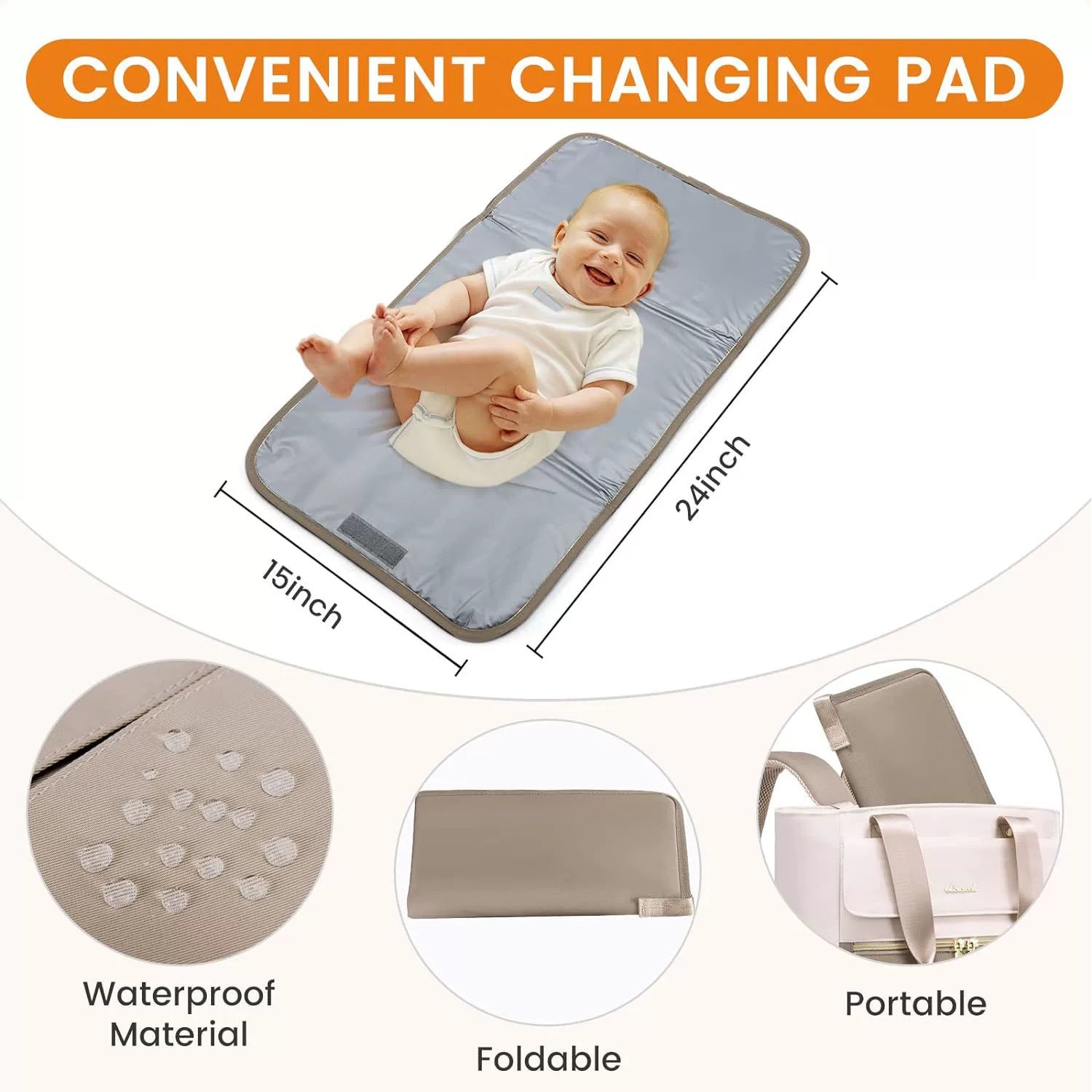 Pink and Grey Stylish Nappy Bag Backpack - Multi-Functional Diaper Bag with Insulated Pockets, Changing Pad & Pacifier Case