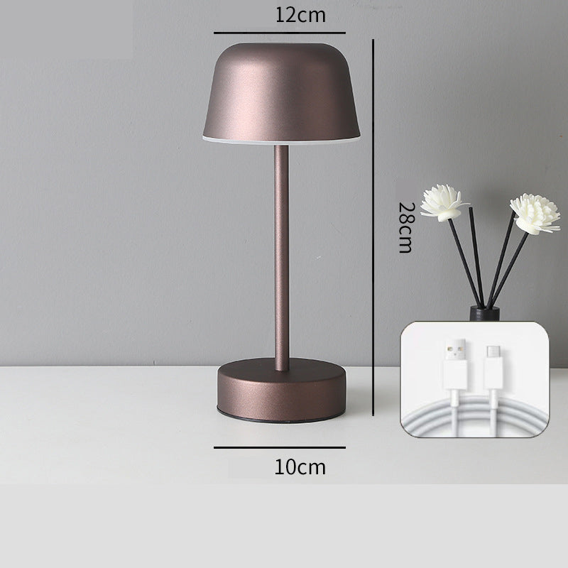 Coffee Modern Minimalist LED Table Lamp - Rechargeable Touch Control Desk Light