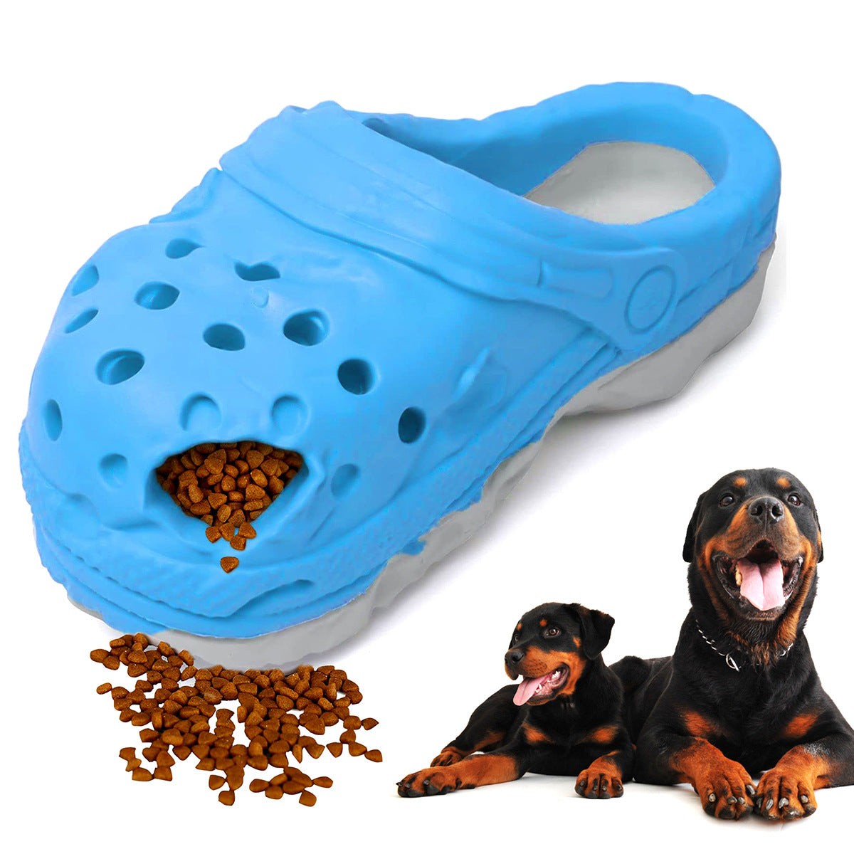 Size S Blue Tough Slipper Dog Chew Toy - Natural Rubber Treat Dispenser &amp; Teeth Cleaner for Interactive Play &amp; Boredom Relief