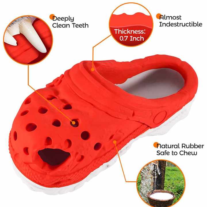 Size S Yellow Tough Slipper Dog Chew Toy - Natural Rubber Treat Dispenser & Teeth Cleaner for Interactive Play & Boredom Relief