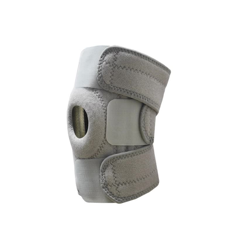 Grey Adjustable Knee Brace Support (Pair) with Dual Spring Stabilizers &amp; Patella Gel Pad - Non-Slip for Sports Running Hiking