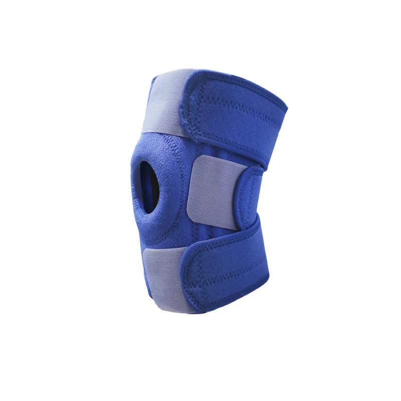 Blue Adjustable Knee Brace Support (Pair) with Dual Spring Stabilizers &amp; Patella Gel Pad - Non-Slip for Sports Running Hiking