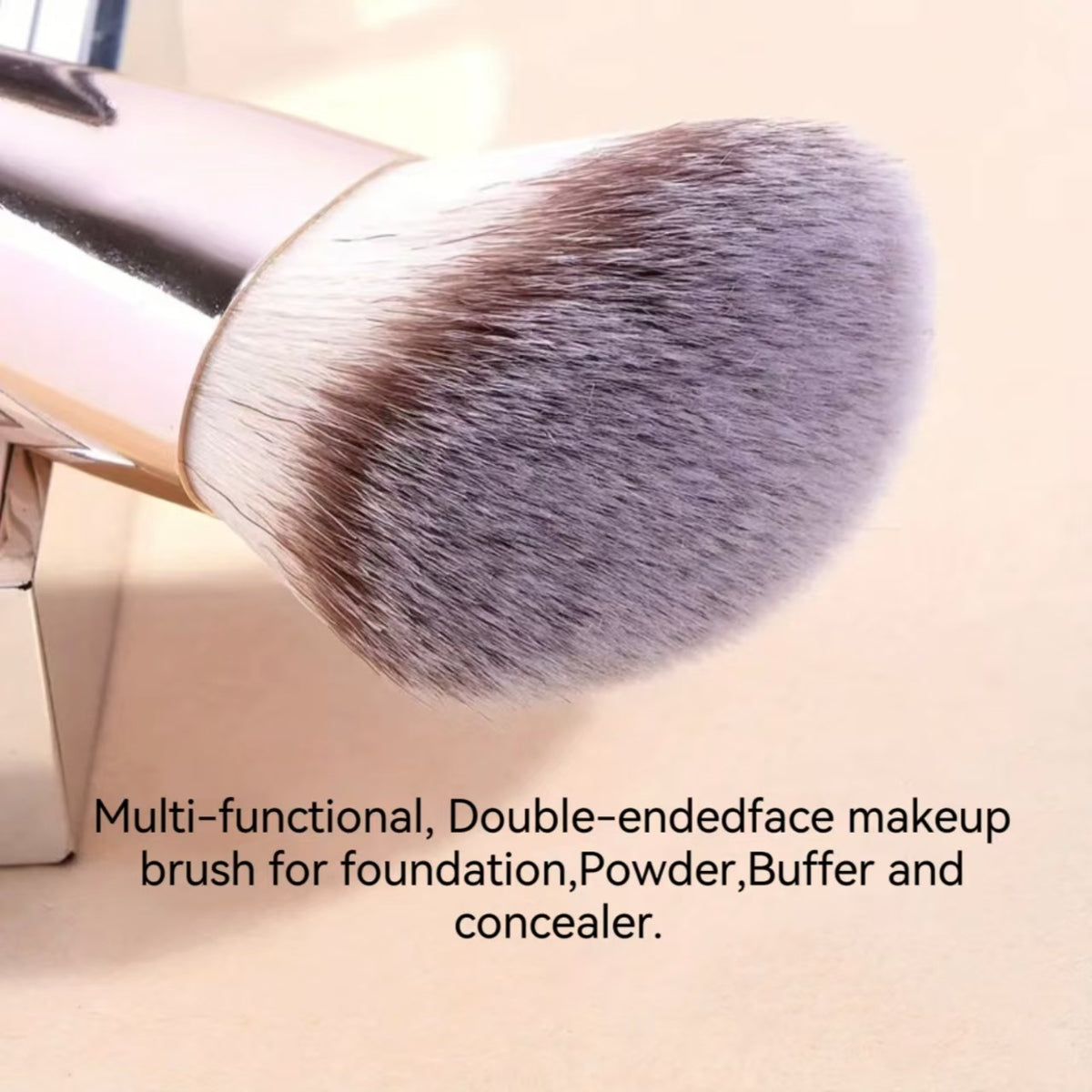 Pink and Glod Versatile 4pc Dual-Ended Makeup Brush Set - Soft Synthetic Bristles for Foundation Blush Contour Concealer