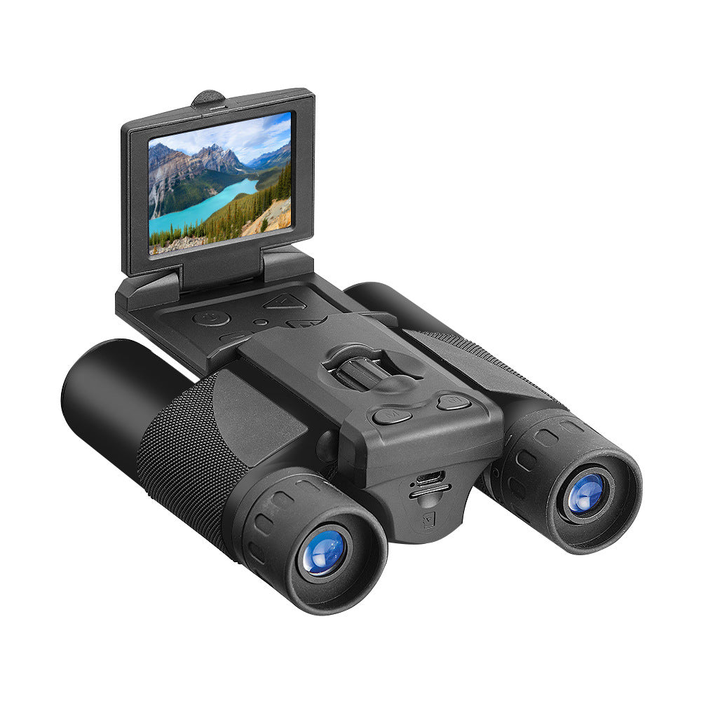 Black HD Digital Camera Binoculars 8X Zoom - Record Video &amp; Photos with LCD Screen, Starlight Night Vision for Outdoors
