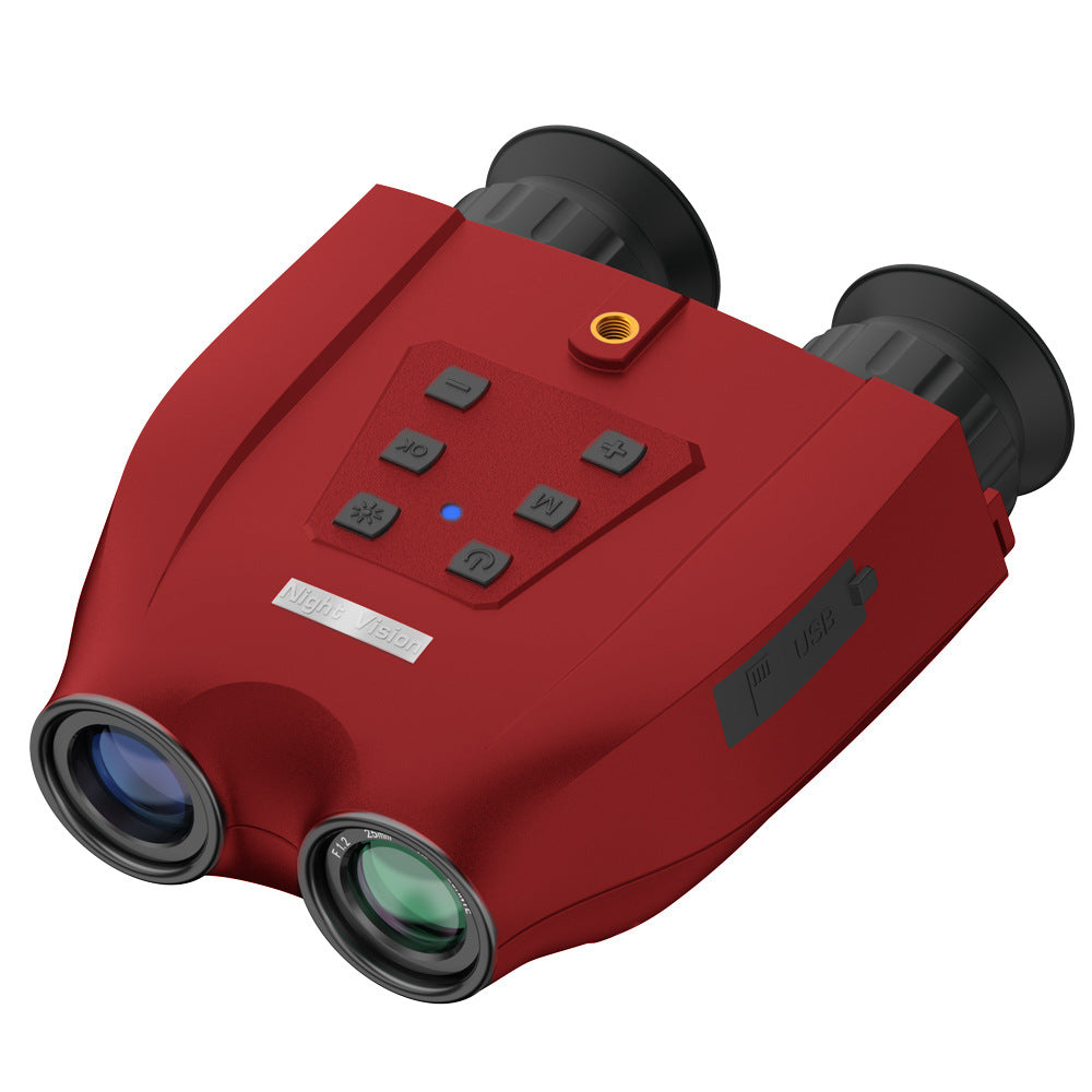 Red Professional HD Digital Night Vision Binoculars - 6X Optical Zoom, IR Illumination, Record 2.5K Video &amp; 48MP Photos