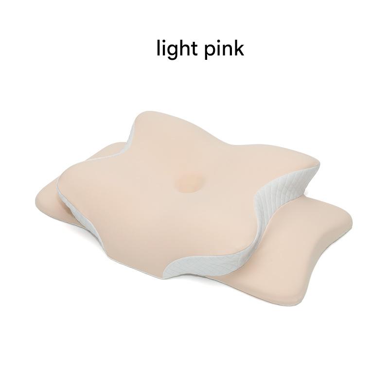 Light Pink Ergonomic Butterfly Memory Foam Pillow - Cervical Neck Support for Side, Back &amp; Stomach Sleepers, Orthopedic Contour Design