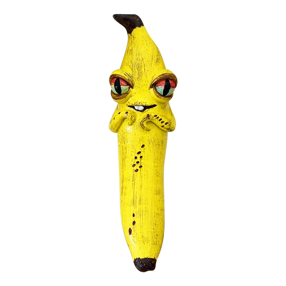 3 Pcs Style 2 Yellow Whimsical Magic Banana Monster Figurine - Quirky Resin Art Decor for Home & Party