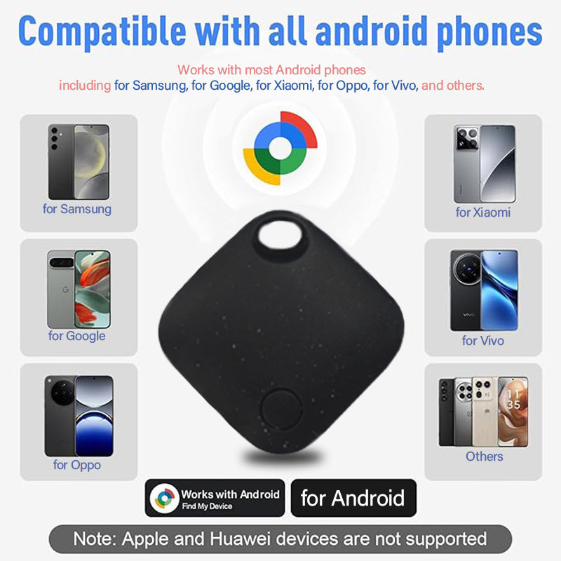 Black Smart Item Locator Tag for Android - Google Find My Device Compatible, Anti-Lost Tracker