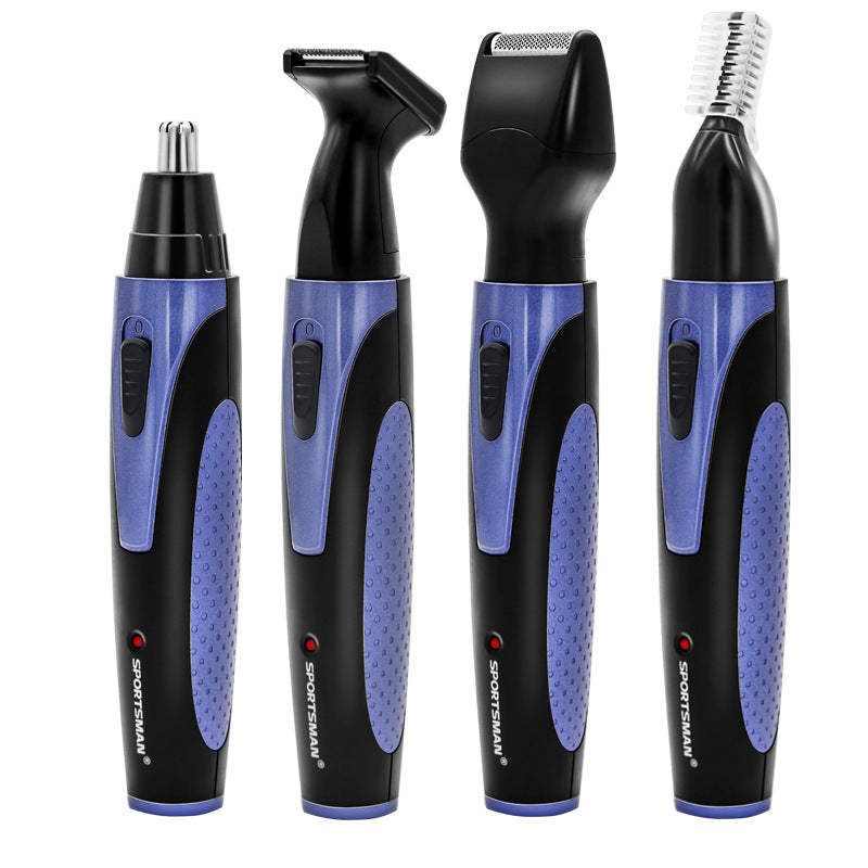 Purple and Black Versatile 4-in-1 USB Rechargeable Men's Grooming Kit - Precision Nose, Ear, Eyebrow Trimmer &amp; Detail Shaver