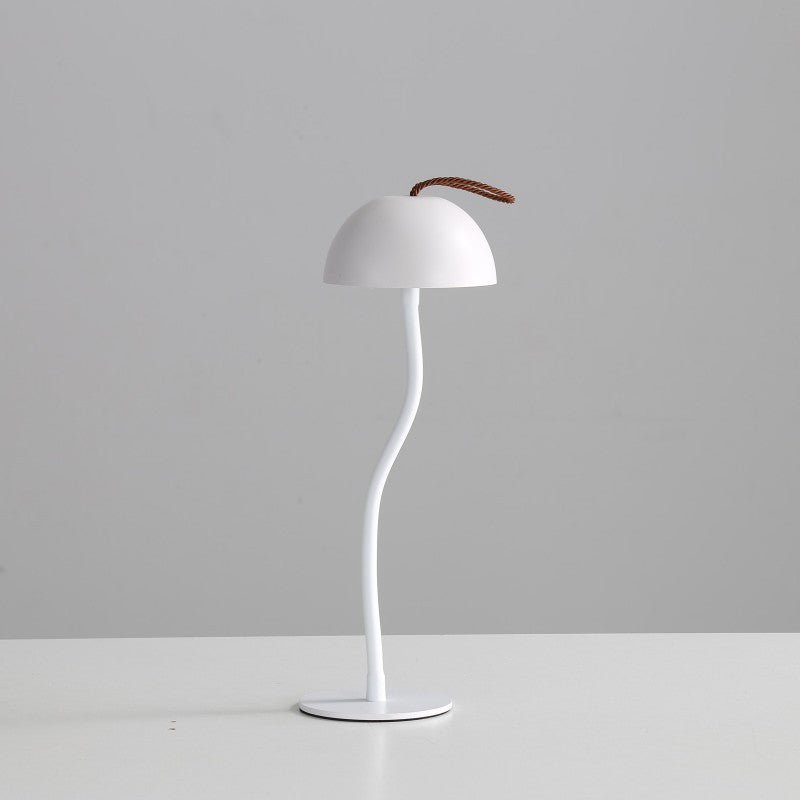 White Sleek Minimalist LED Mushroom Table Lamp - Rechargeable 3-Color Touch Control, Bar &amp; Ambient Light