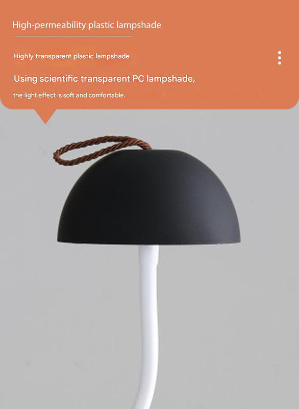 White Three-dimensional stripes Sleek Minimalist LED Mushroom Table Lamp - Rechargeable 3-Color Touch Control, Bar & Ambient Light