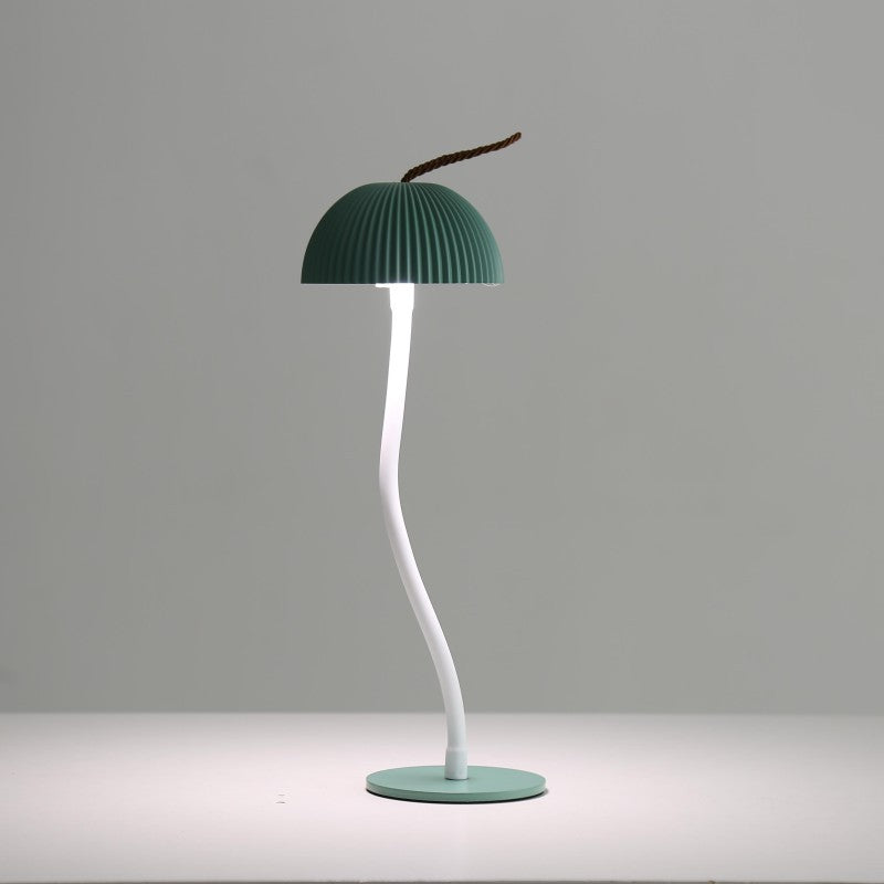 Green Three-dimensional stripes Sleek Minimalist LED Mushroom Table Lamp - Rechargeable 3-Color Touch Control, Bar &amp; Ambient Light