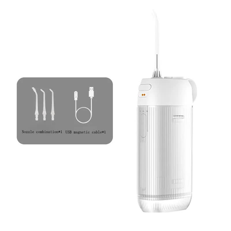 White Advanced Portable Water Flosser - USB Rechargeable Cordless Oral Irrigator, 3 Modes, IPX7 Waterproof for Travel &amp; Home