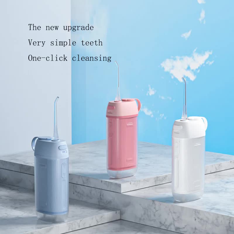 White Advanced Portable Water Flosser - USB Rechargeable Cordless Oral Irrigator, 3 Modes, IPX7 Waterproof for Travel & Home