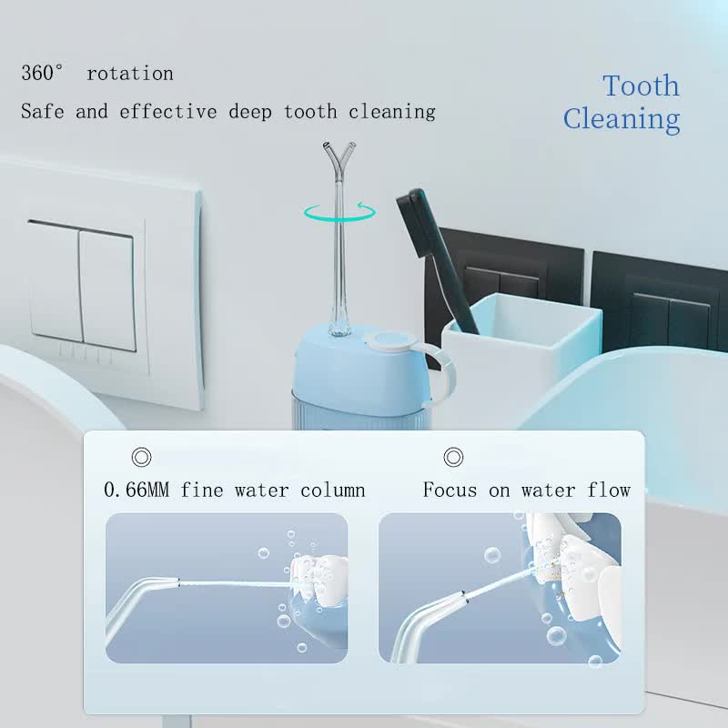 White Advanced Portable Water Flosser - USB Rechargeable Cordless Oral Irrigator, 3 Modes, IPX7 Waterproof for Travel & Home