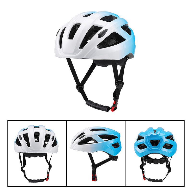 White and Blue Ultra-Light Adult Cycling Helmet - CE &amp; CPSC Certified, In-Mold Safety for Road &amp; Mountain Biking