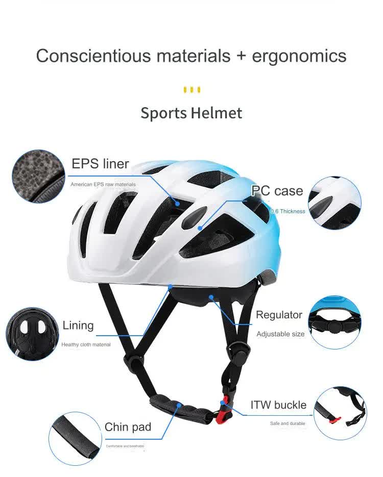 White and Blue Ultra-Light Adult Cycling Helmet - CE & CPSC Certified, In-Mold Safety for Road & Mountain Biking