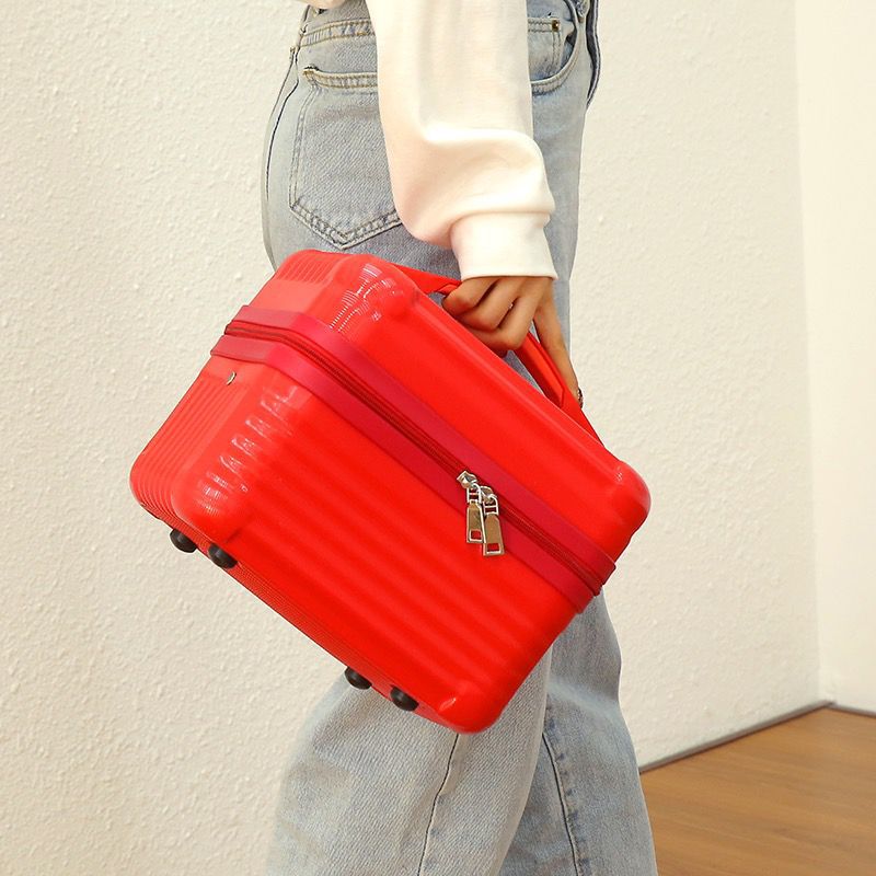 Pink Durable Hard Shell Makeup Travel Case - Large Capacity Portable Cosmetic Organizer Box with Handle