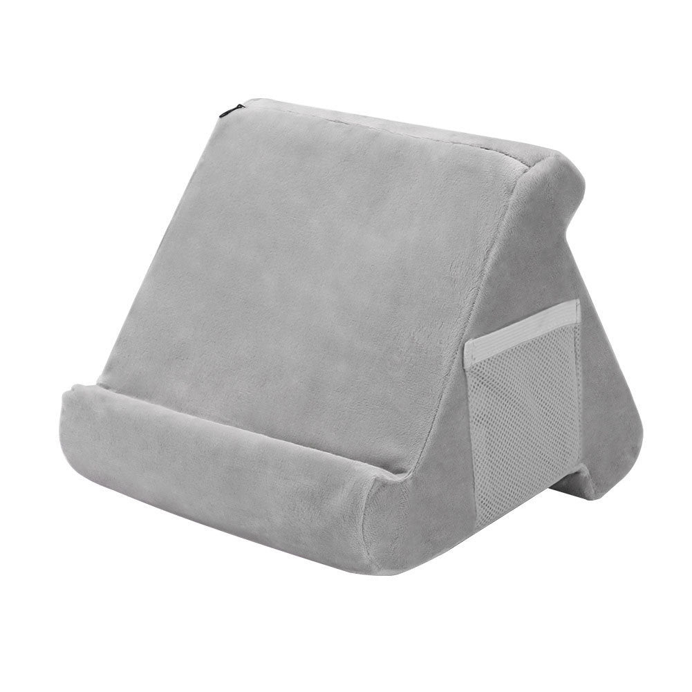 Grey Soft Multi-Angle Tablet Pillow Stand - Comfy Reading &amp; Viewing Holder for iPads, Books, eReaders