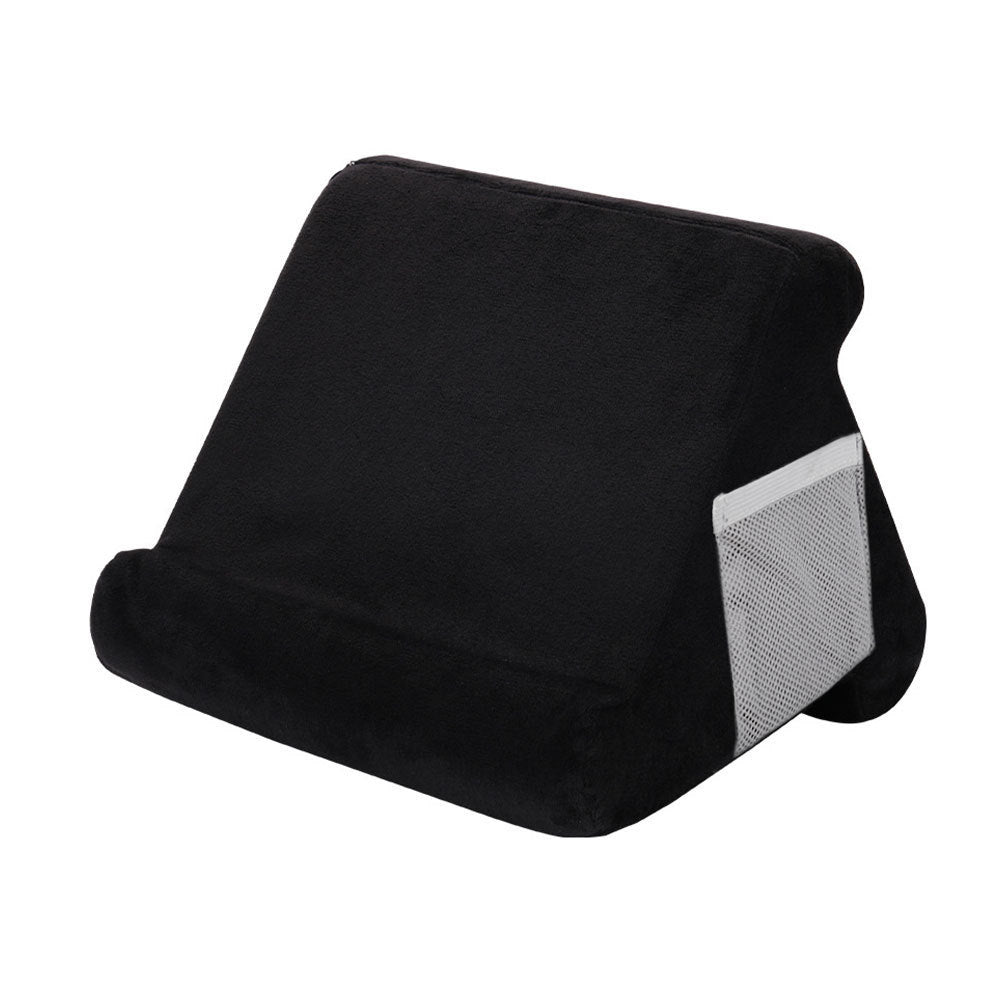 Black Soft Multi-Angle Tablet Pillow Stand - Comfy Reading &amp; Viewing Holder for iPads, Books, eReaders