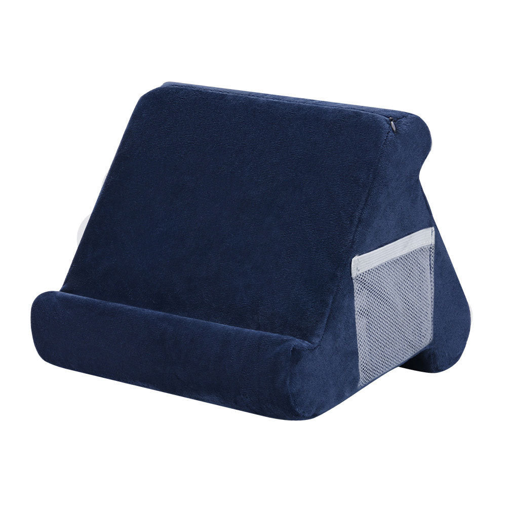 Dark Blue Soft Multi-Angle Tablet Pillow Stand - Comfy Reading &amp; Viewing Holder for iPads, Books, eReaders