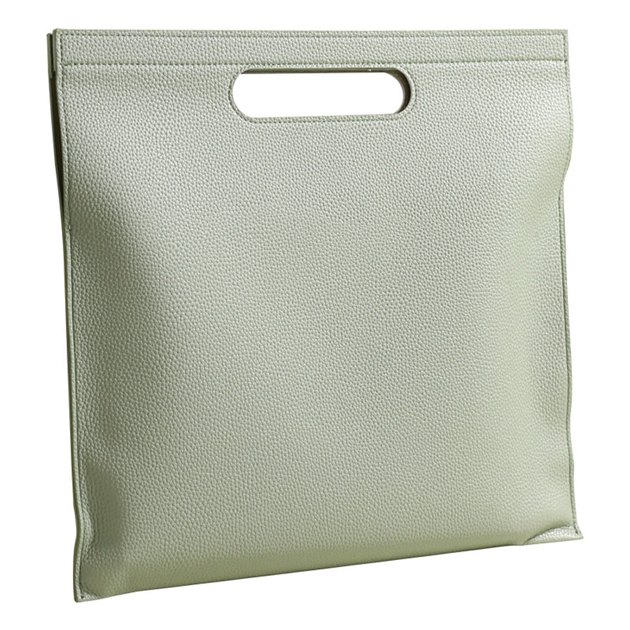 Light Green Professional A4 PU Leather Document Bag - Waterproof Handheld File Folder Portfolio for Business &amp; Conference