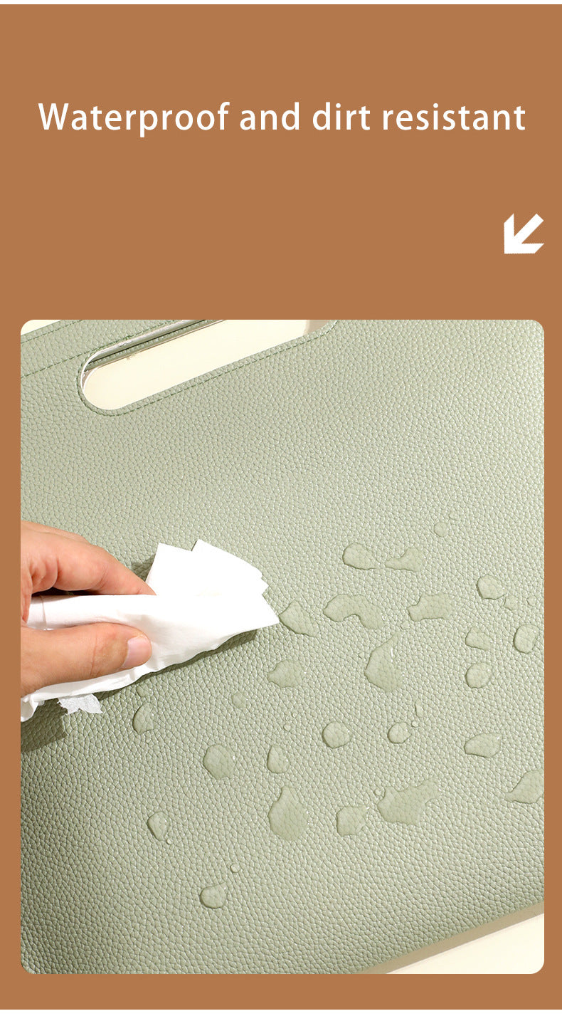 Grey Professional A4 PU Leather Document Bag - Waterproof Handheld File Folder Portfolio for Business & Conference