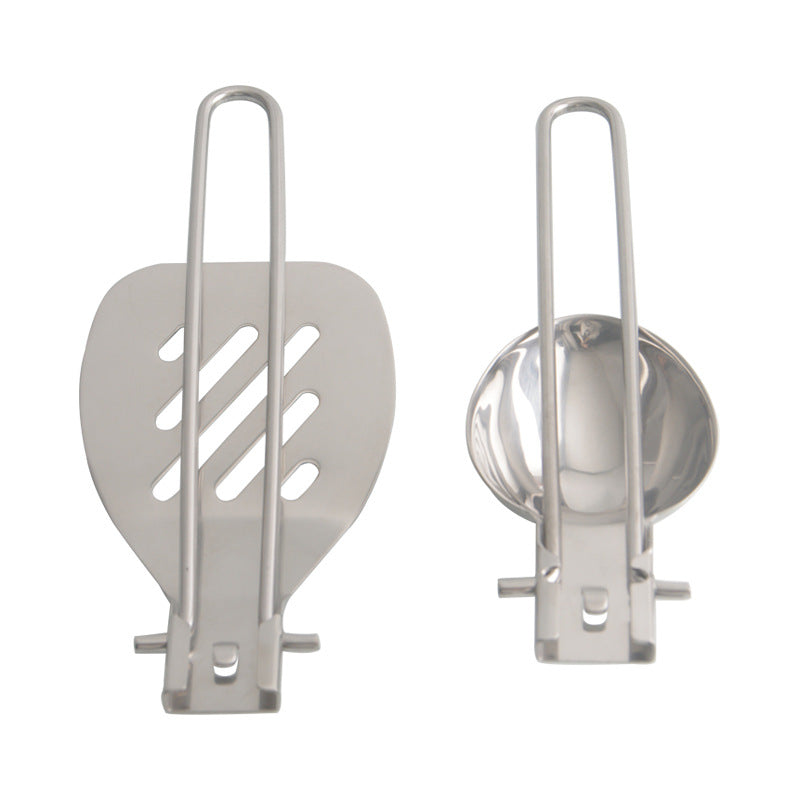 Silver 304 Stainless Steel Folding Camping Spatula  - 2 Pack Compact & Portable Outdoor Cooking Utensils