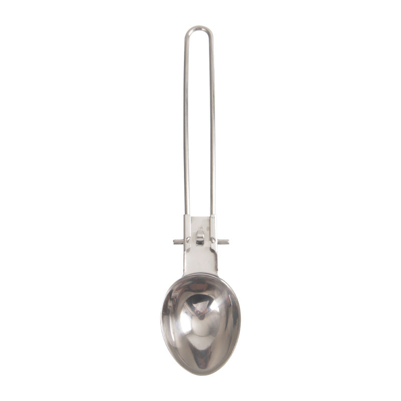 Silver 304 Stainless Steel Folding Camping Ladle  - 2 Pack Deep Serving Spoons, Portable &amp; Eco-Friendly
