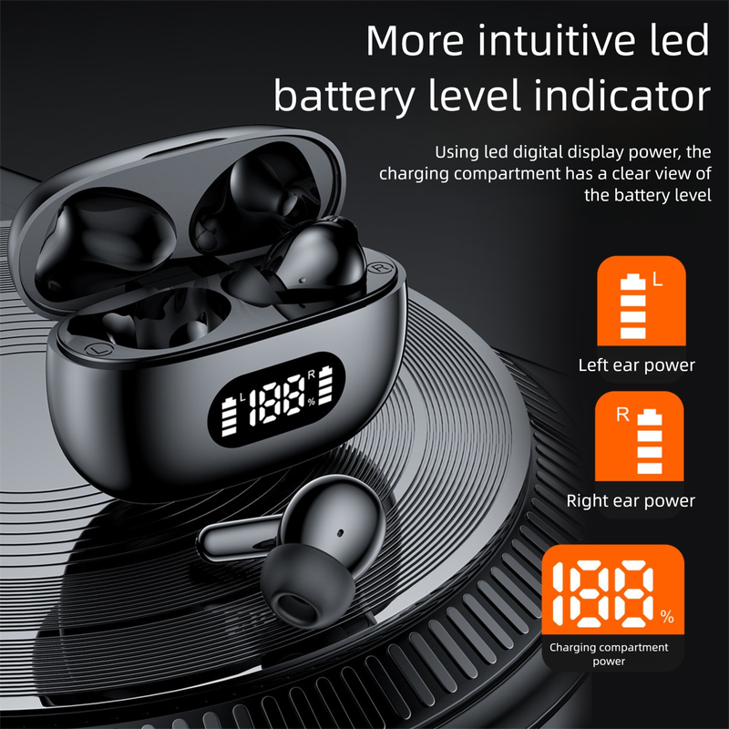 White ProBeat X5 TWS Earbuds: Bluetooth 5.3, LED Smart Display Case, Intuitive Touch Controls, Extended Playtime