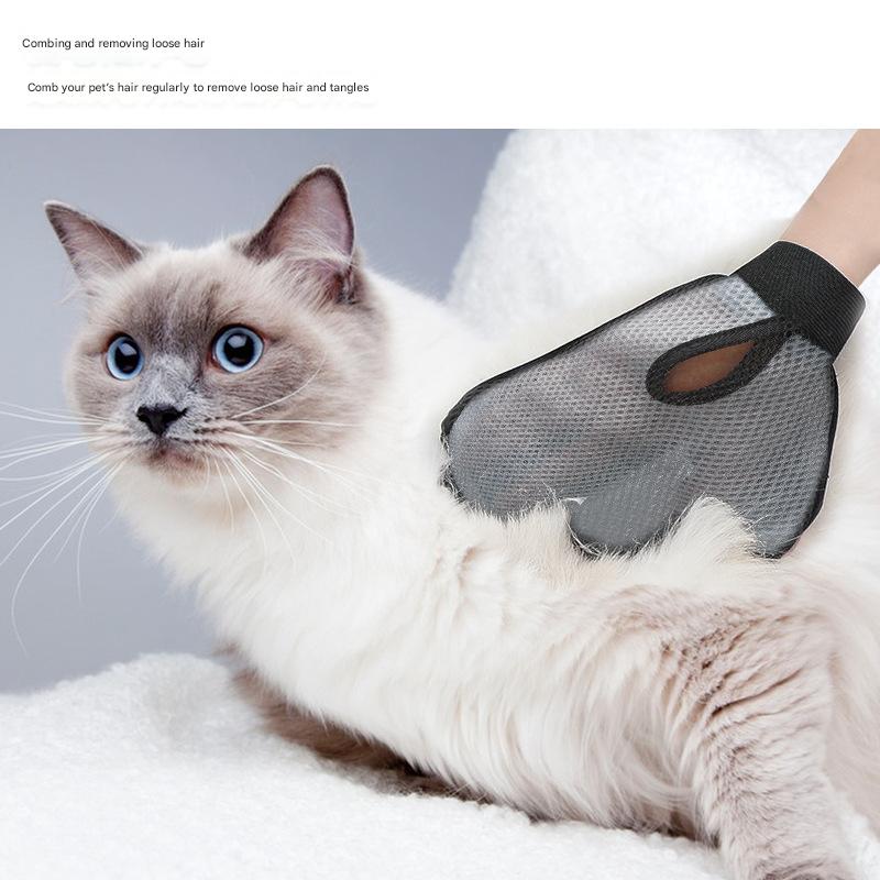 2 Pcs Grey And Black Pet Grooming Glove - Gentle Deshedding & Massage Mitt for Dogs & Cats, Efficient Fur Remover