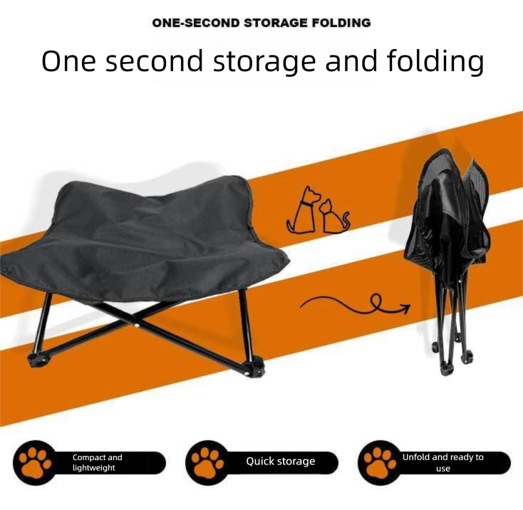 Brown Elevated Comfort Pet Bed - Portable & Foldable Dog Cat Cot - Durable 600D Oxford Fabric, Washable Cover, All Seasons