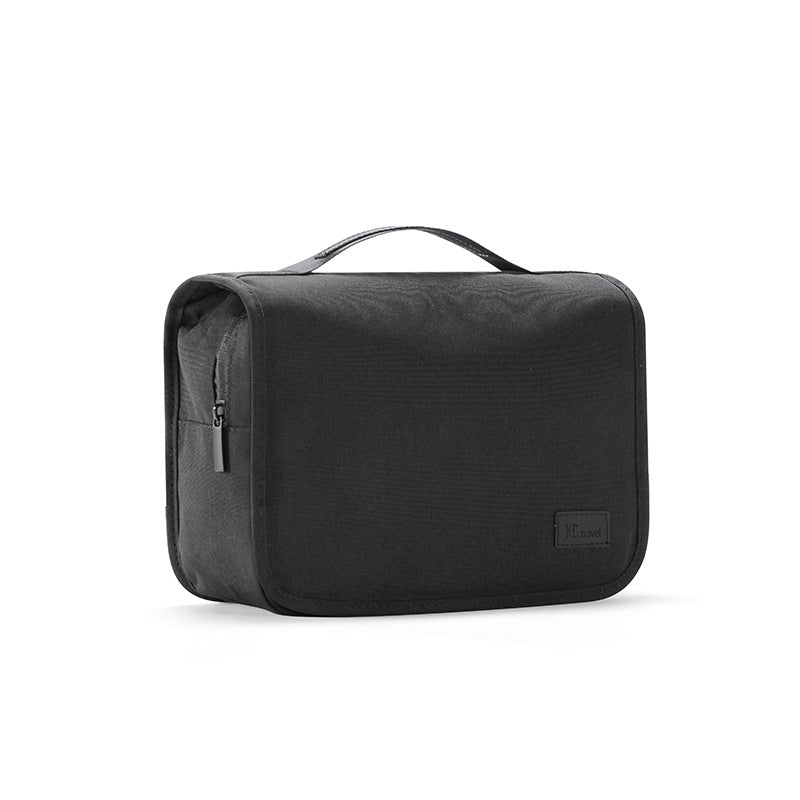Black Eco-Friendly RPET Hanging Toiletry Bag - Large Capacity Waterproof Travel Makeup Organizer