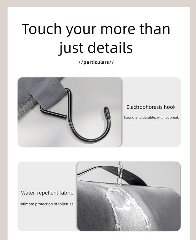 Grey Eco-Friendly RPET Hanging Toiletry Bag - Large Capacity Waterproof Travel Makeup Organizer